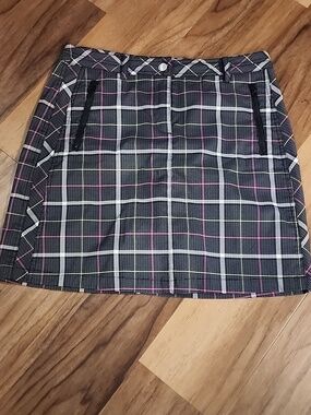 Black Plaid Mini Skort with Pink & Yellow Accents